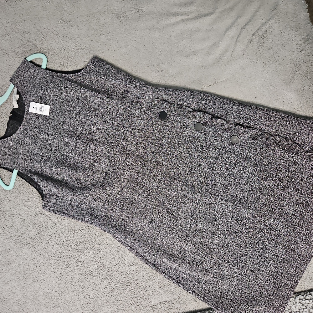 NWT Loft Blk Sleeveless w/ Ruffle & Button Detail Sz. 14